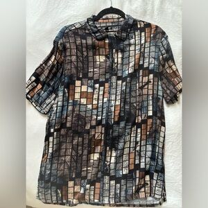 Express Multicolor Geometric Casual Button Down Shirt